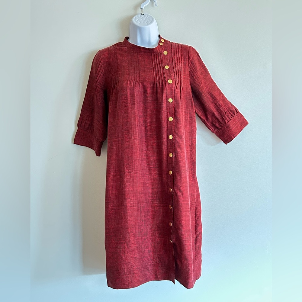 Anthropologie Mädchen Red Silk Casual Dress / Size 6